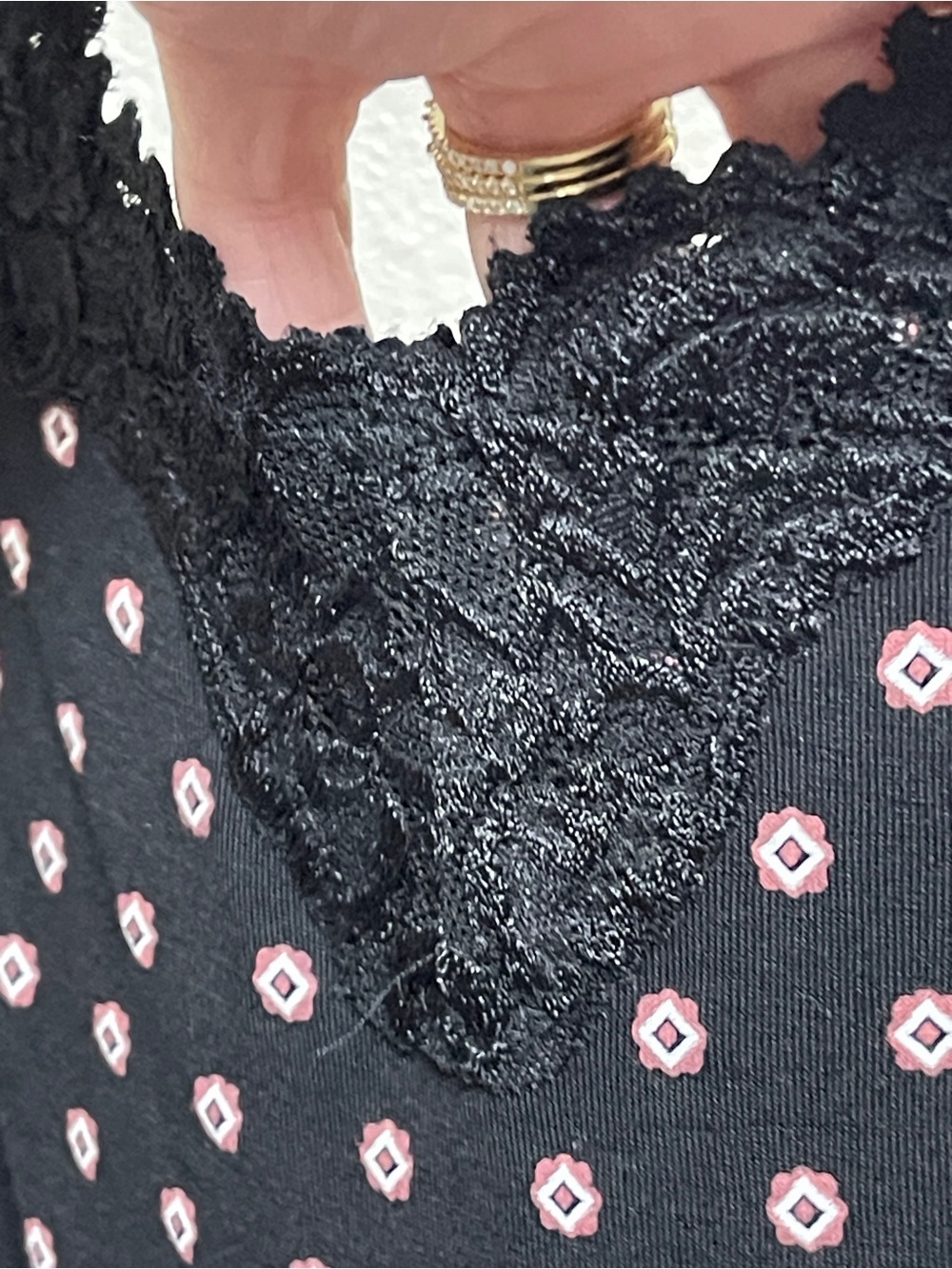 Lane Bryant Black Cami with Polka Dots & Lace Trim - Picture 9 of 10